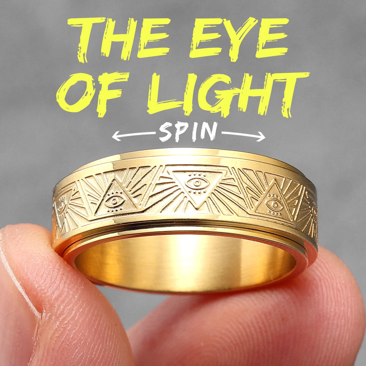 Illuminati Eye Spinner Ring — Stainless Steel