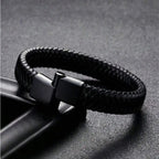 Retro Men's Leather Open Bangle, Simple Multi-Size Woven Leather Hand Rope, Outdoor Sports Gift