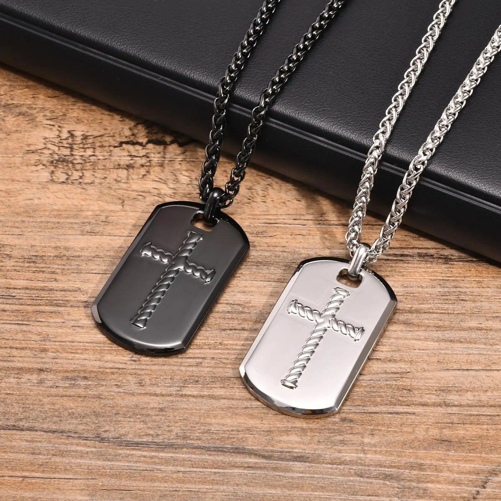 Cross DogTag Pendant Necklaces for Men Boys,High Polished Stainless Steel Pendant Necklaces,Jewelry Gifts for Husband DAD BBF