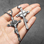 Jesus Exorcism Retro Cross Pendant Necklace — Stainless Steel