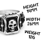 Skull Ring Black Gemstone — Stainless Steel