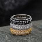 Silver Ring Inlaid Crystal Zirconium Round Ring Stone Men And Women Luxury Simple Fashion Gift Jewelry