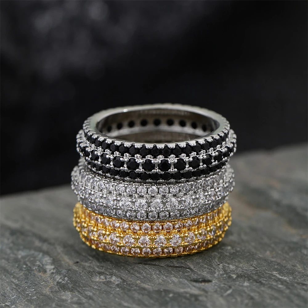 Silver Ring Inlaid Crystal Zirconium Round Ring Stone Men And Women Luxury Simple Fashion Gift Jewelry