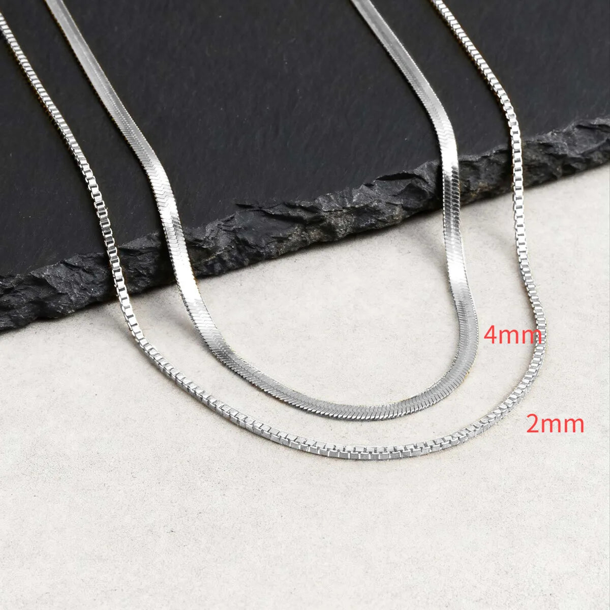 Two-Tone Snake Box Chain Necklace — Stainless Steel