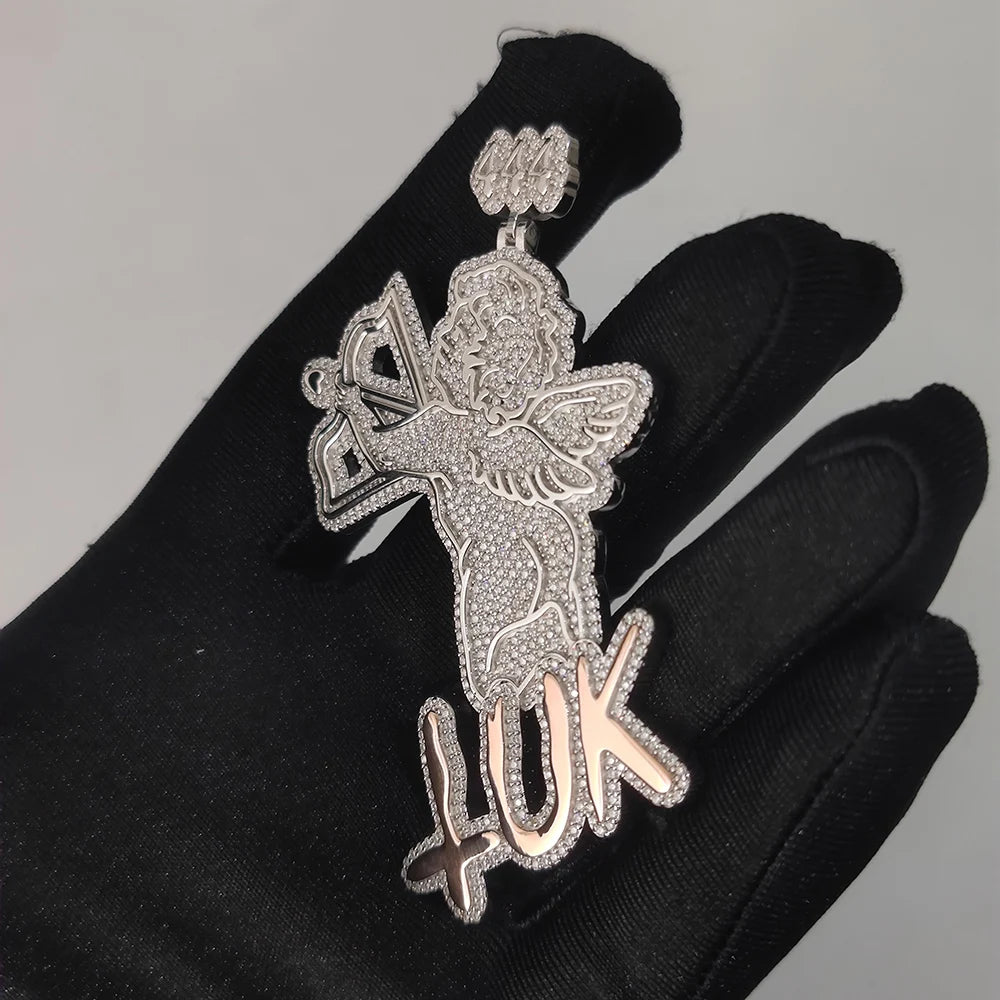 925 Silver VVS Moissanite Angel Pendant Necklace