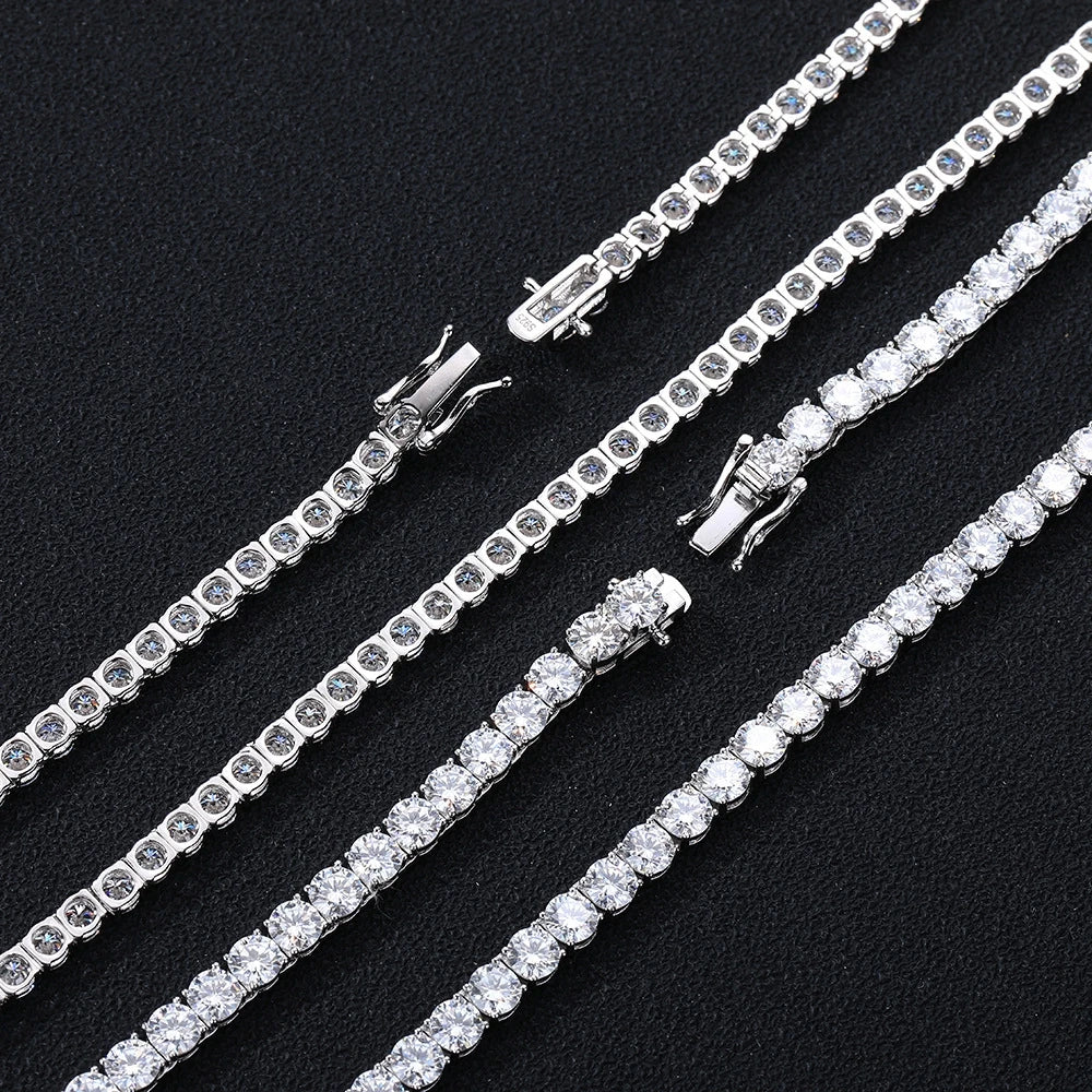 S925 Stering silver D VVS1 Moissanite Tennis Necklace 3/4/5/6mm GRA for Women Man Jewellery Zircon