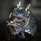 Retro Domineering Ethnic Style Fire-Breathing Dragon Ring Men\\\\\'s Charm Open Ring Punk Motorcycle Rider Jewelry Accessories