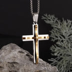 Vintage Christian Jesus Cross Stainless Steel Pendant Little Angel Prayer Necklace Men Women Faith Amulet Jewelry