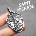Archangel Michael Shield Pendant — Stainless Steel