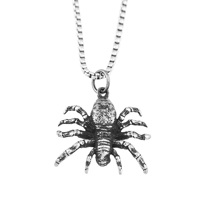 3D Vintage Spider Pendant Necklace for Men — Stainless Steel