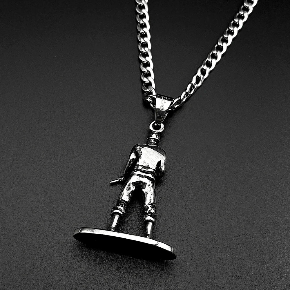 Army Soldier Rifle Pendant Necklace — Stainless Steel
