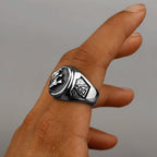 Viking Valknut Rune Wolf Head Ring Men's Fashion Personality Animal Stainless Steel Finger Ring Biker Party Club