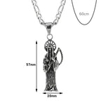 Witaya Classic New Retro Death of Angel Santa Muerte Mens Pendant Necklace 316L Stainless Steel Jewelry Men Party Gift
