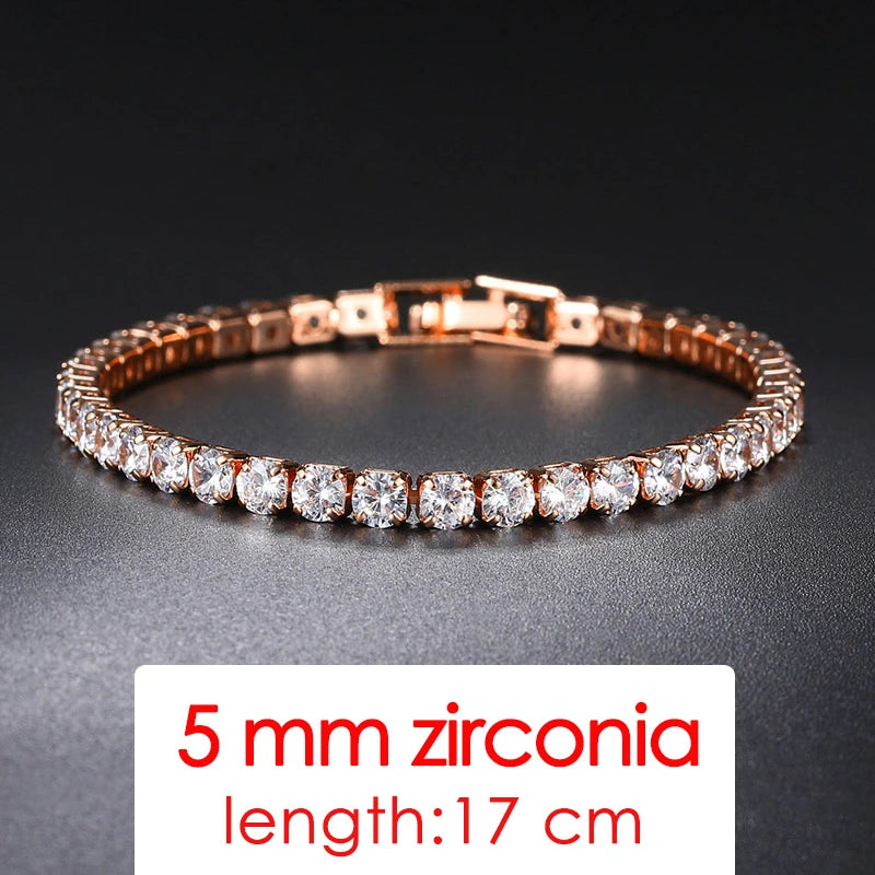 ZHOUYANG Tennis Bracelets For Women Simple Luxury Round Crystal Gold Color Bangle Chain Wedding Female Gift Wholesale Jewelry