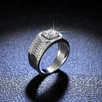 Platinum PT950 Men's Luxury Eternal 18K White Gold Rings With Credentials 1 Carat VVS D Color Diamond Moissanite