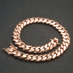 Rose Gold Cuban Chain Necklace Smooth 22MM