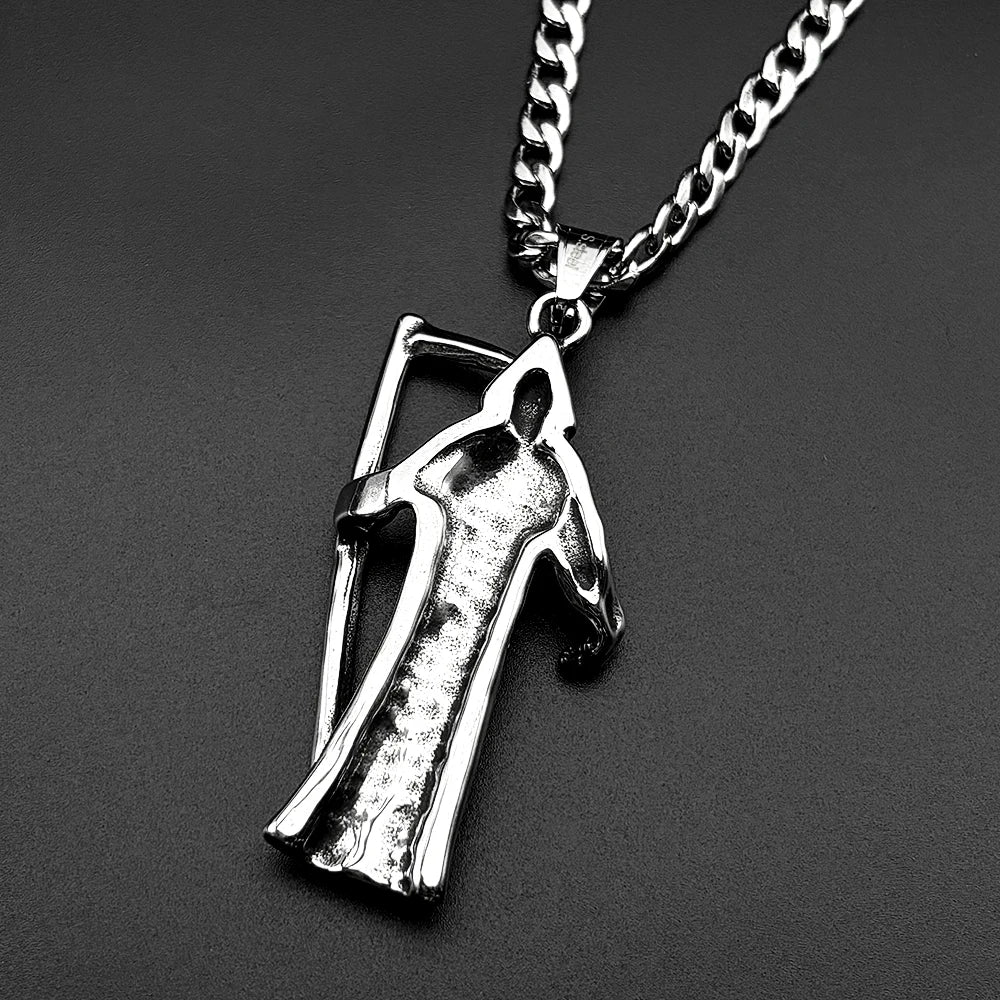Antique Grim Reaper Death Pendant — Stainless Steel
