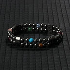 Hematite Therapy Stretch Bracelet — Mixed Metal