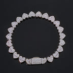 Heart Tennis Bracelet Silver 8MM Baguette Iced Out