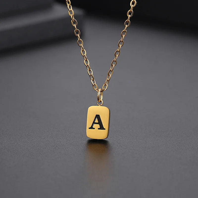 Letter Pendant Square Chain — Gold