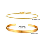 Minimal Chain Link Cuff Bracelet Set — Stainless Steel