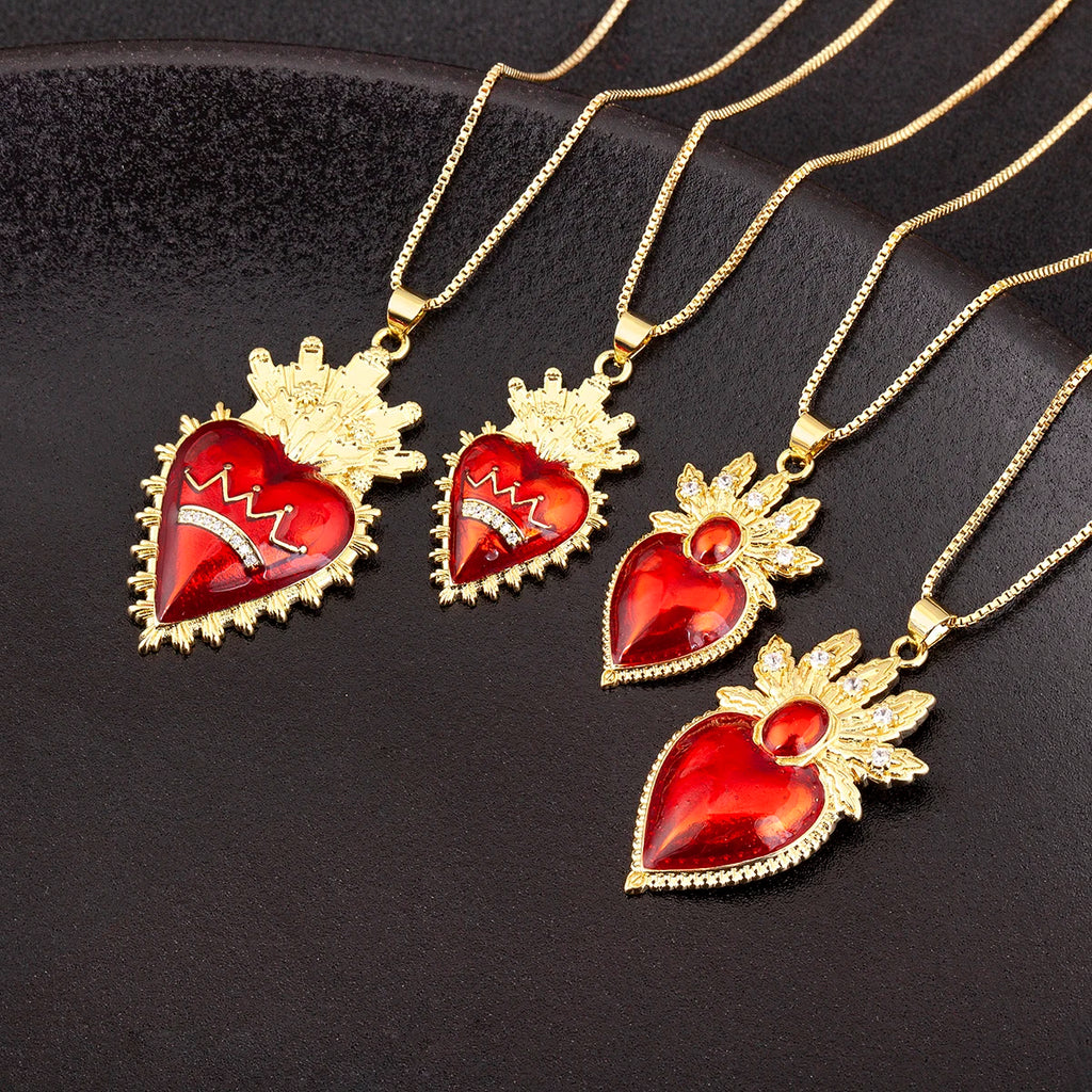 Iced Out Sacred Heart Pendant Necklace