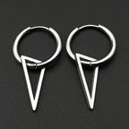 Triangle Geometric Hoop Drop Earrings — Stainless Steel