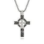Fashion Vintage Stainless Steel Cross Pendant Necklace For Men Nordic Viking Celtic Knot Necklaces Amulet Jewelry Gift