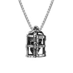 Gothic Cage Skull Pendant Necklace — Gold-Tone, Stainless Steel