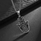 Hamsa Hands of Fatima Hebrew Pendant Stainless Steel Jerusalem Star of David Necklace Women's Jewish Jewelry