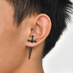 Black Cross Studs Sword Earrings