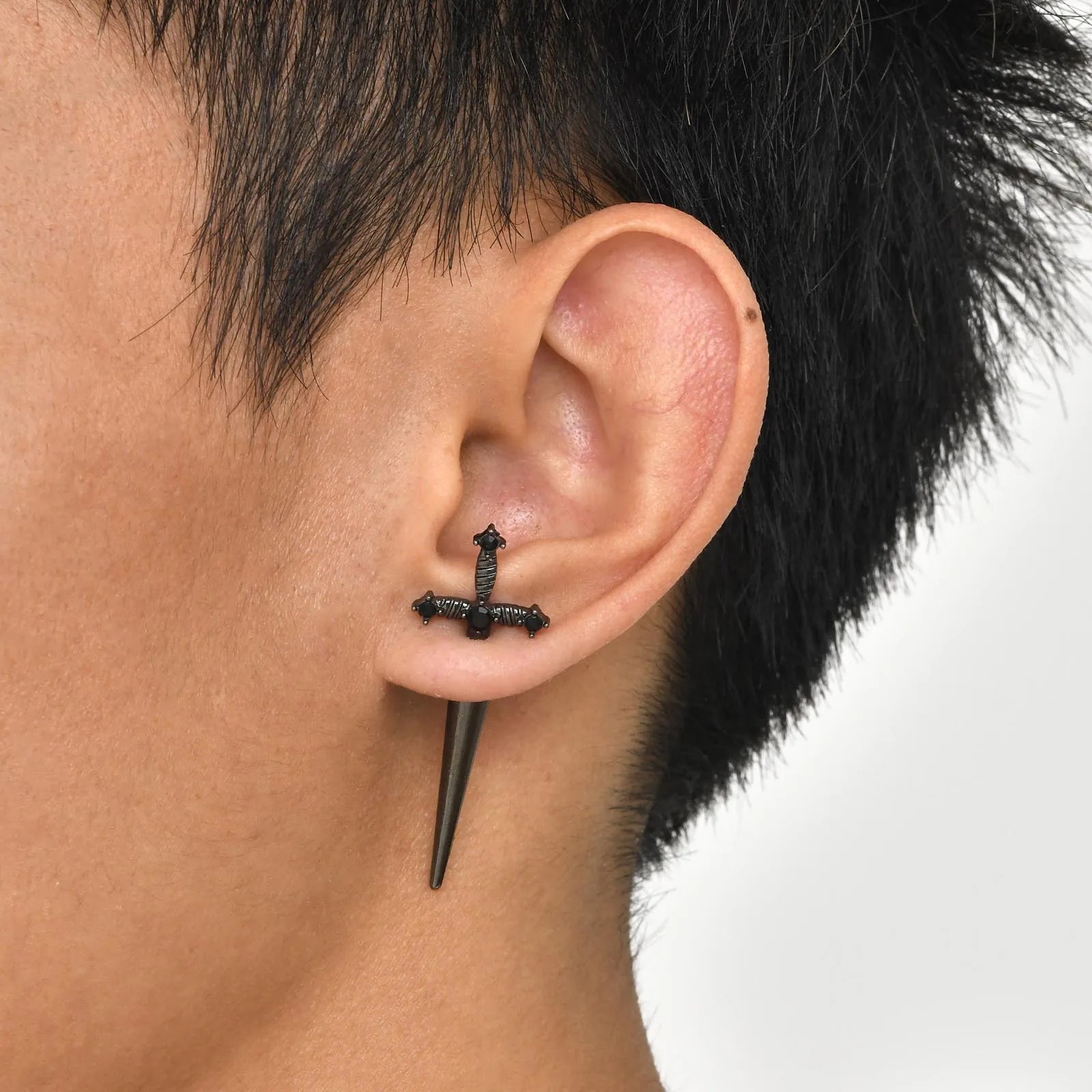 Black Cross Studs Sword Earrings