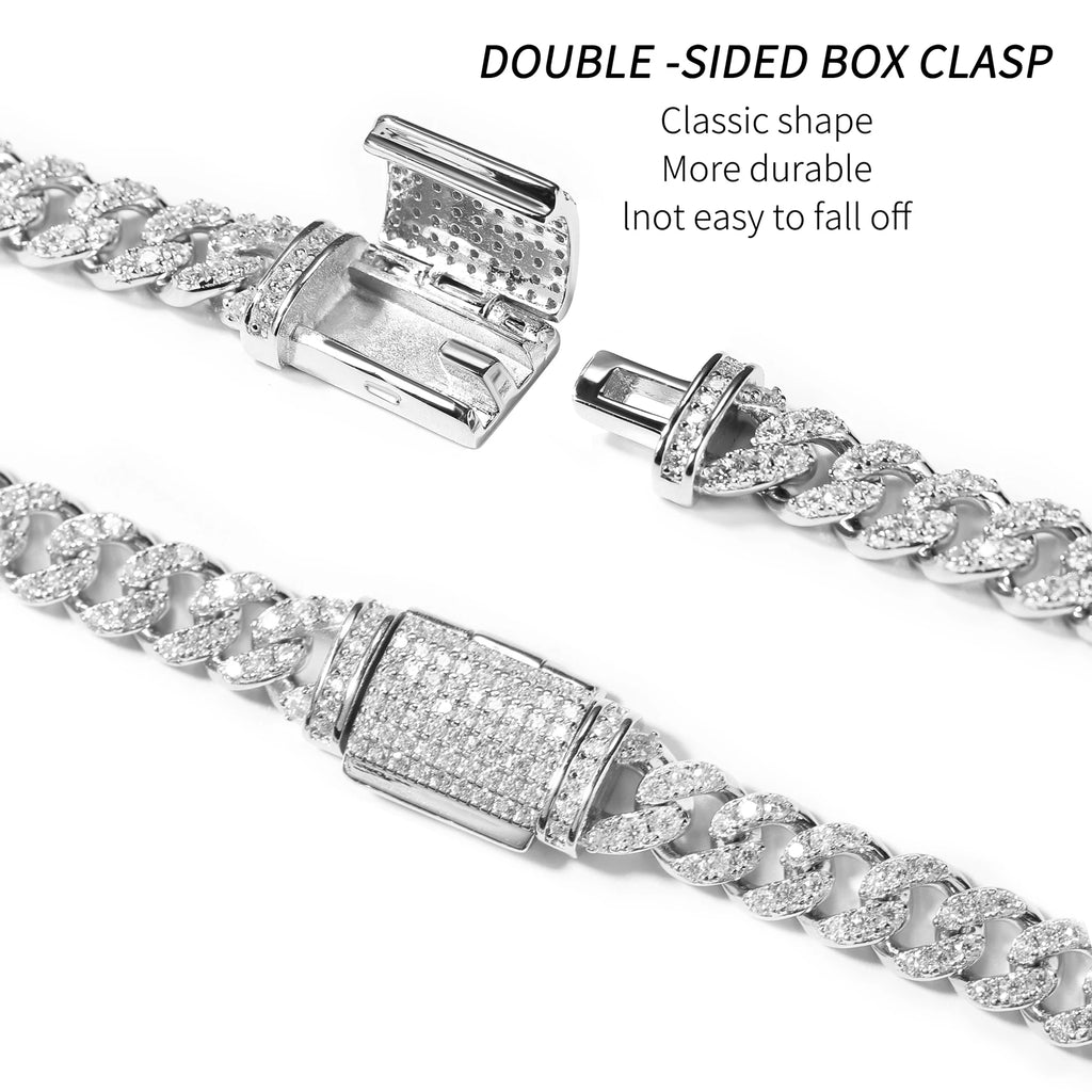 Uwin S925 Moissanite 6mm Cuban Chain Miami Sterling Silver Necklace for Women Bracelets Diamond Tester High Quality