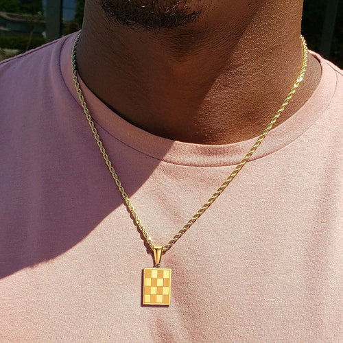 Chessboard Square Pendant — Gold