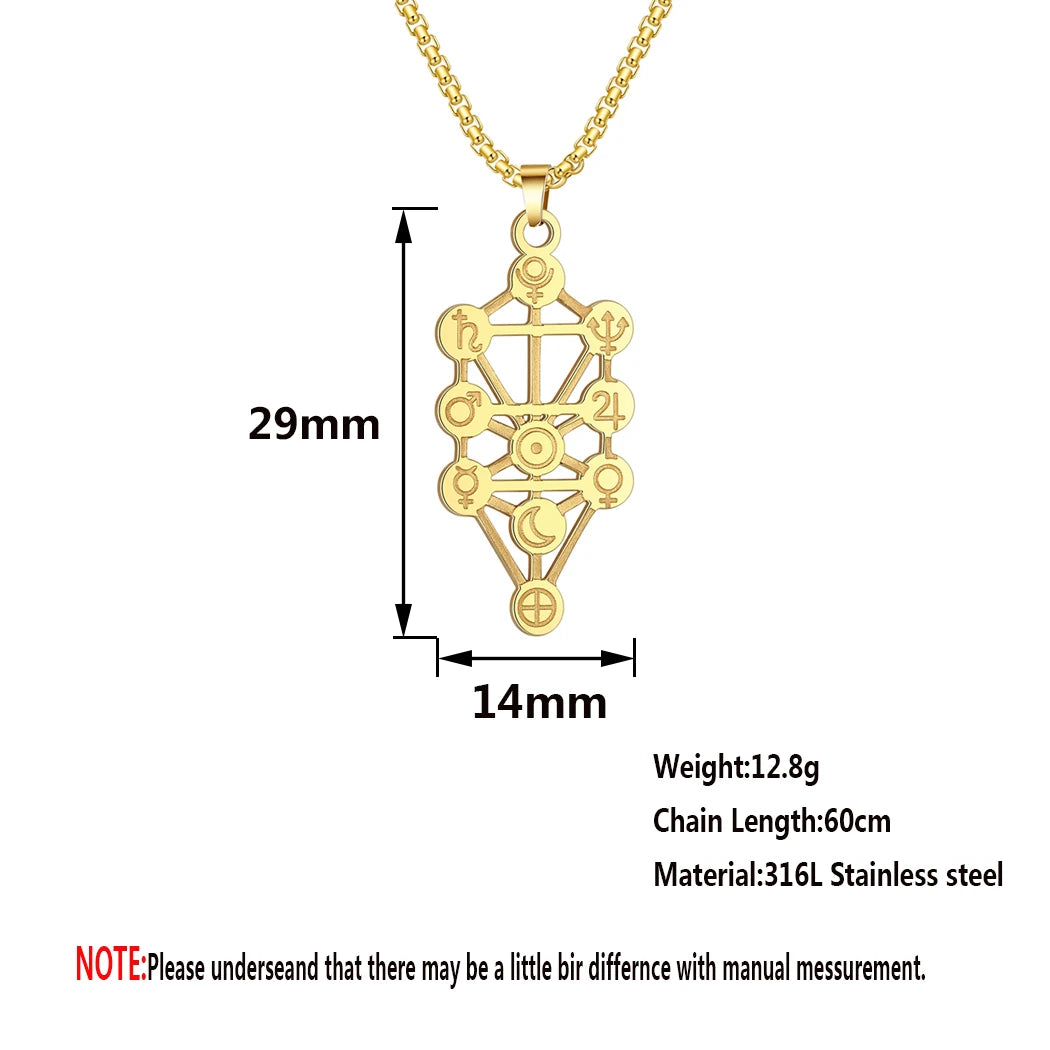 Kinitial Tarot Constellation Zodiac Pendant Necklace For Women Sacred Geometry Amulet Jewelry