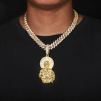 Iced Out Cross Jesus Piece Pendant Necklace — Copper Alloy