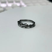 Adjustable Lightning Zircon Ring, Stainless Steel Punk Jewelry for Women Men, Comfort Fit Daily Wear Gift Idea