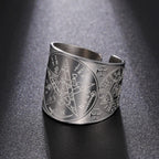 LIKGREAT Amulet Protection Ring Tetragrammaton Pentagram Finger Rings for Men Women Stainless Steel Jewely Witchcraft Pagan Gift