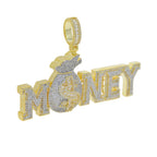New Hip Hop Money Pendant Necklace Gold Color Iced Out Bling CZ Cubic Zirconia Letters Rich Dollar Charm Men Women