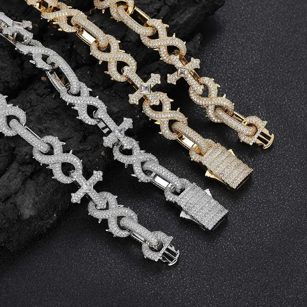 Iced Out Cross Cuban Chain Necklace 16MM