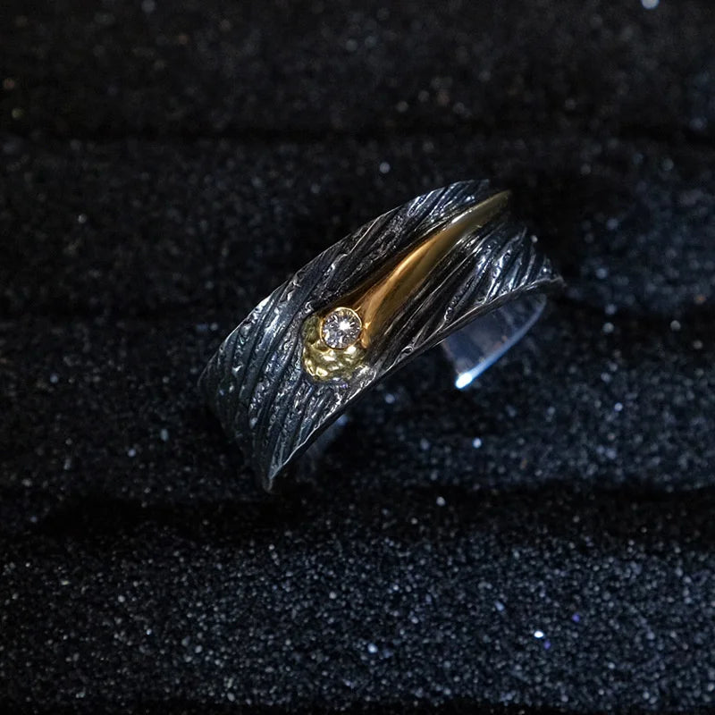 Popular Meteor Star Ring For Men Jewelry Retro Male Finger Accessories Adjustable Ring Retro Starry Sky Gift For