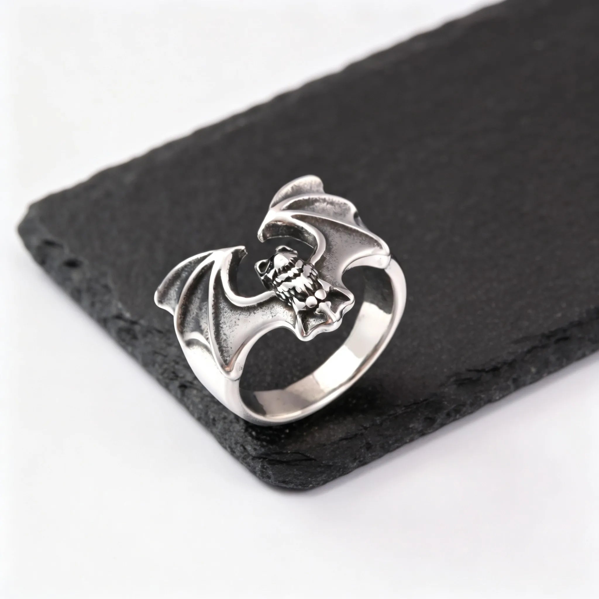 Gothic Winged Bat Ring — Stainless Steel