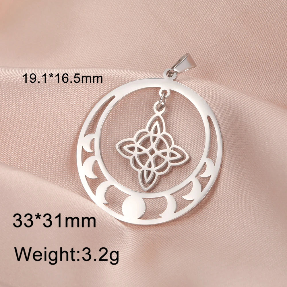Trinity Witch Knot Charm Pendant — Steel