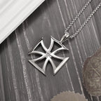 Classic Templar Cross Pendant Necklace for Men Women Vintage Crusader Paladin Spiritual Lord's Prayer Necklace