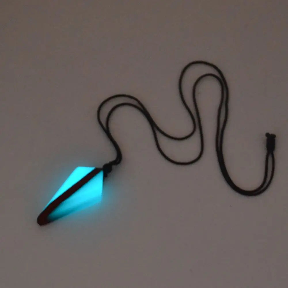 Wood Resin Night Light Pendant Necklace