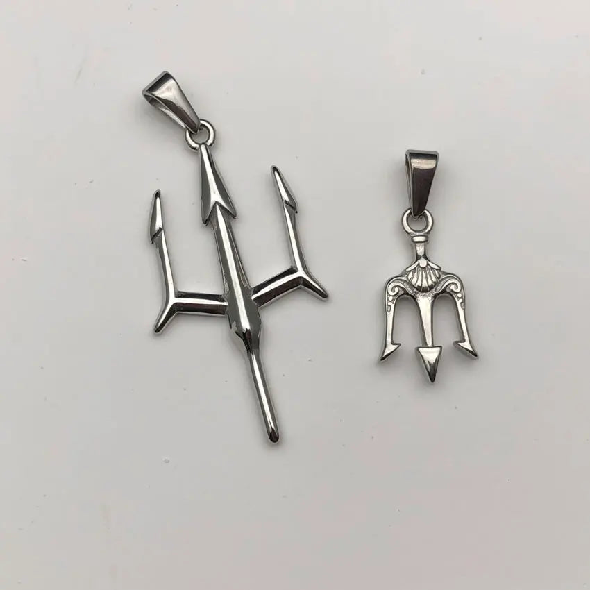 Greek Poseidon Trident Pendant Necklace — Stainless Steel