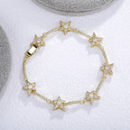 Gold Iced Out Star Bracelet CZ Statement