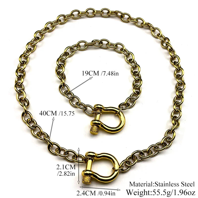 Anchor Steel Pendant Geometric Horseshoe Buckle