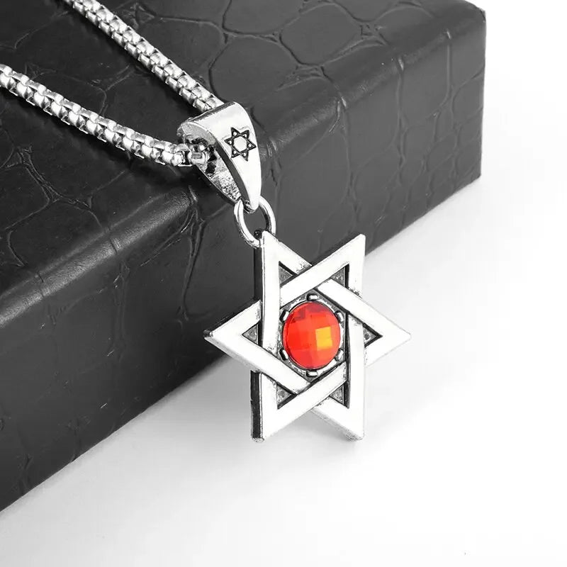 Trendy Mogan David Star Pendant High-Quality Alloy Israel Jewish Star of David Necklace for Men Jewelry