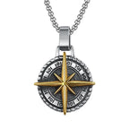 Vegvisir Nordic Rune Compass Pendant Necklace — Zinc Alloy